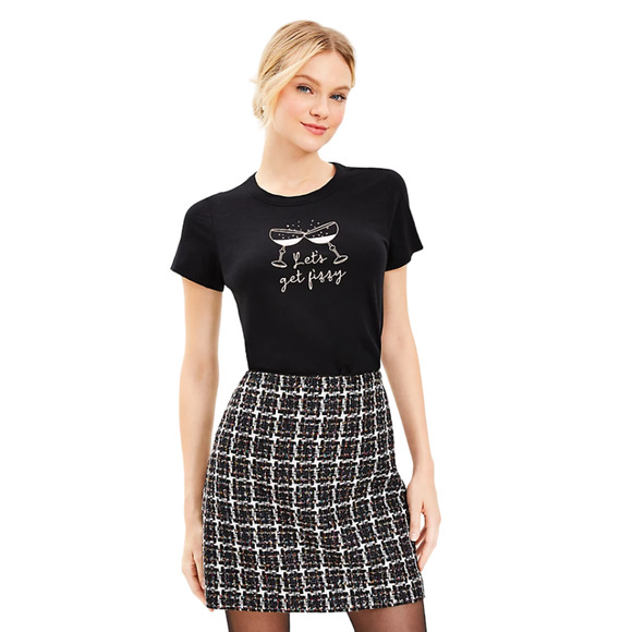 NWT LOFT Black Champagne Let's Get Fizzy Everyday Crew Tee - Picture 5 of 10